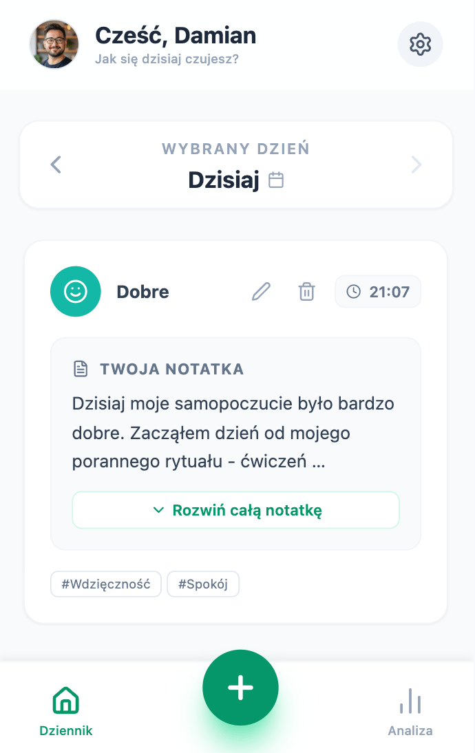 Podgląd aplikacji Aura Mood